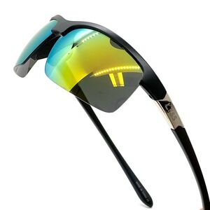 K&S Men's Sunglasses Yellow Mirrored Lens Driving‎ Fishing Sport Shades Lentes
